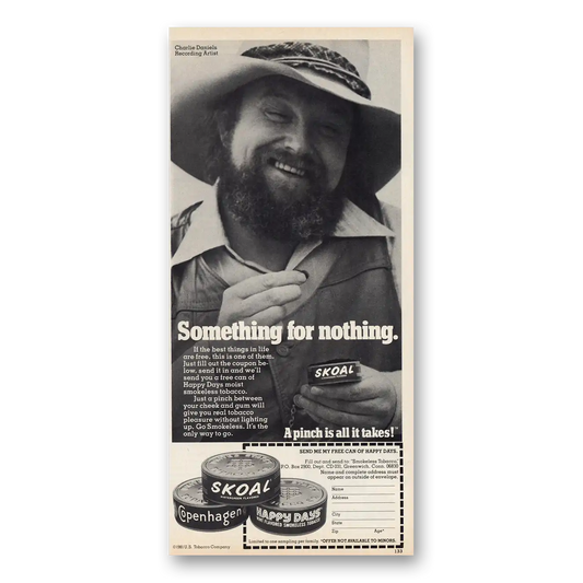 1981 Skoal Smokeless Tobacco Charlie Daniels Vintage Magazine Print Ad