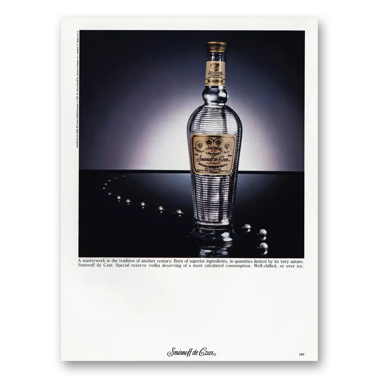 1981 Smirnoff de Czar Vodka Masterwork Tradition Another Century Vintage Magazine Print Ad