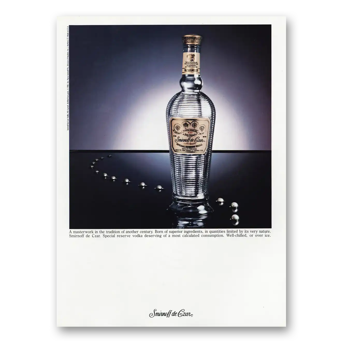 1981 Smirnoff de Czar Vodka Masterwork in the Tradition Vintage Magazine Print Ad