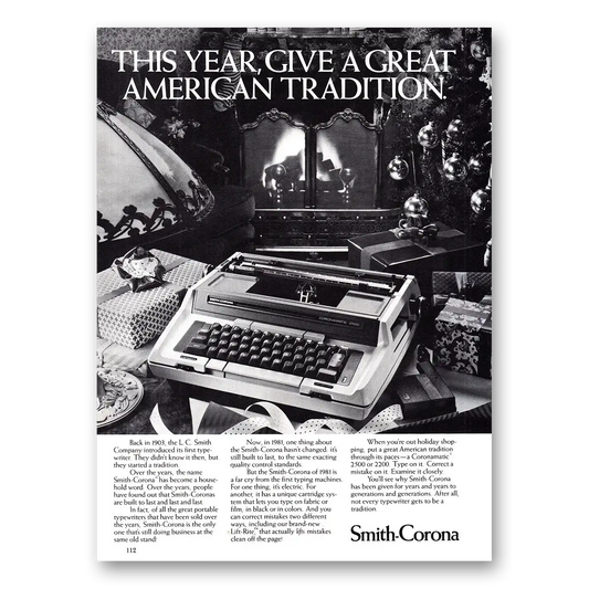 1981 Smith Corona Typewriters Great American Tradition Vintage Magazine Print Ad