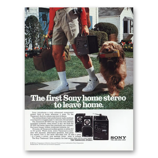 1981 Sony Stereo First Some Home Stereo to Leave Home Vintage Magazine Print Ad