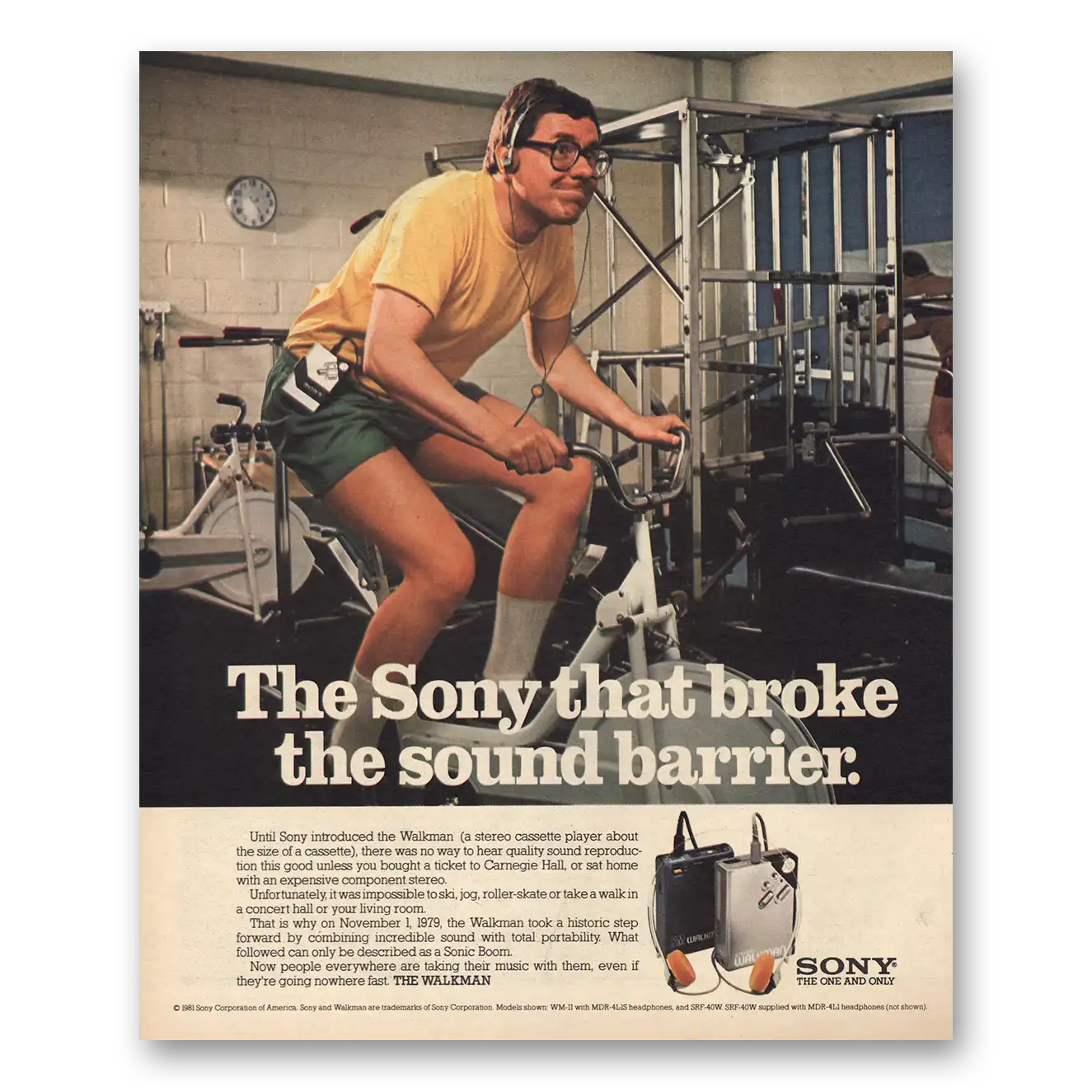 1981 Sony Walkman Broke the Sound Barrier Vintage Magazine Print Ad