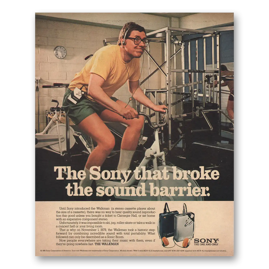 1981 Sony Walkman Broke Sound Barrier Vintage Magazine Print Ad