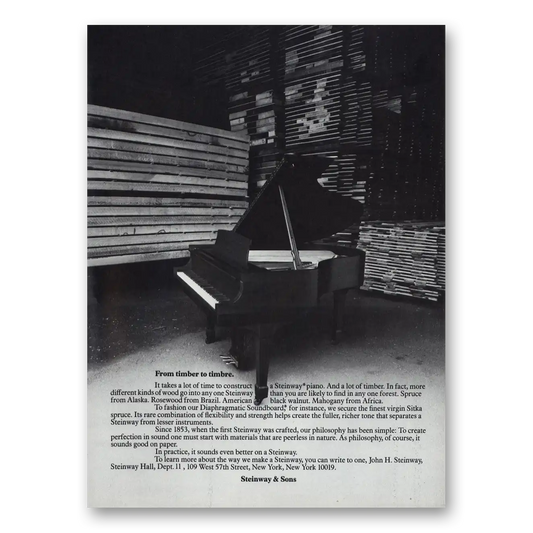 1981 Steinway Piano From Timber to Timbre Vintage Magazine Print Ad