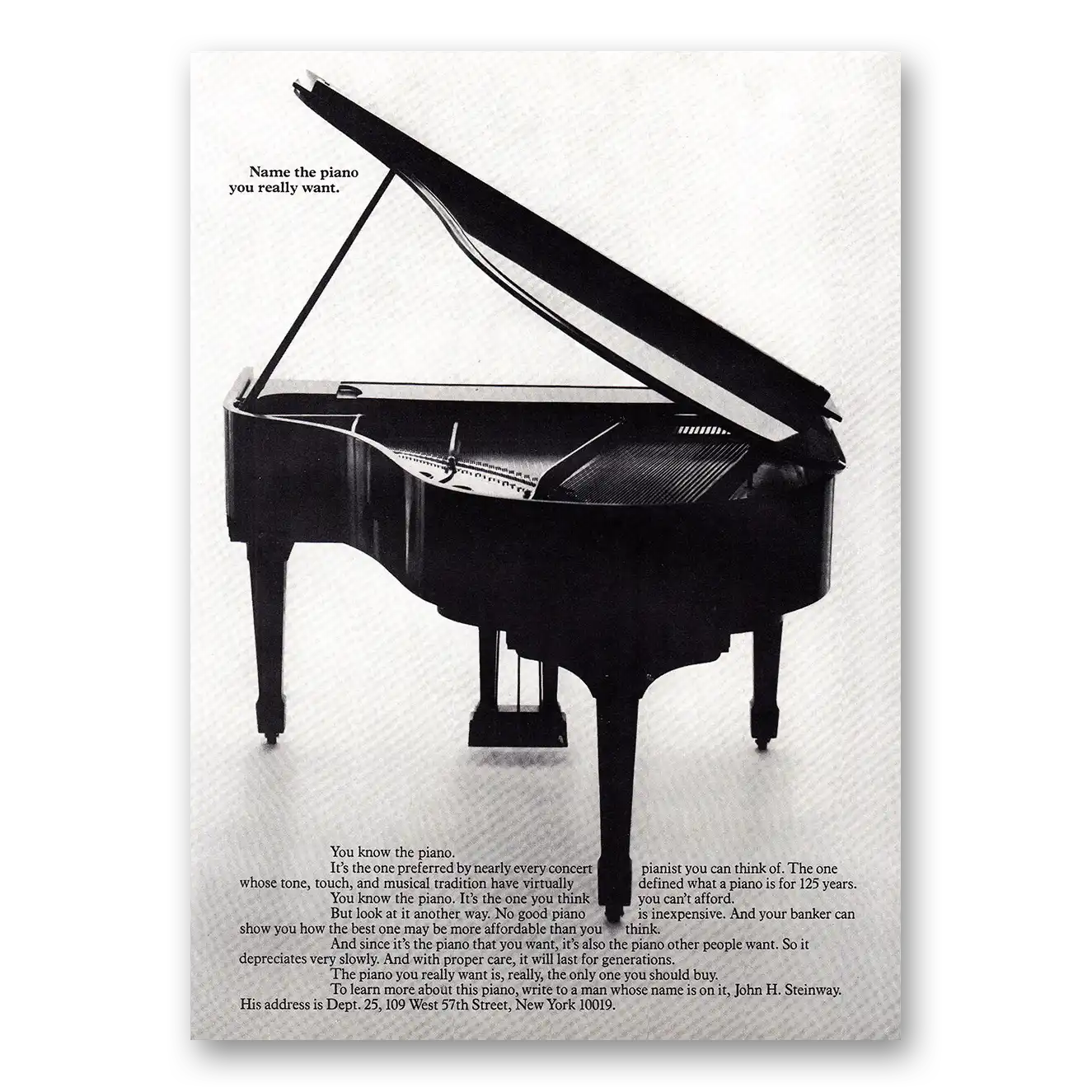 1979 Steinway Piano Name the Piano You Really Want Vintage Magazine Print Ad