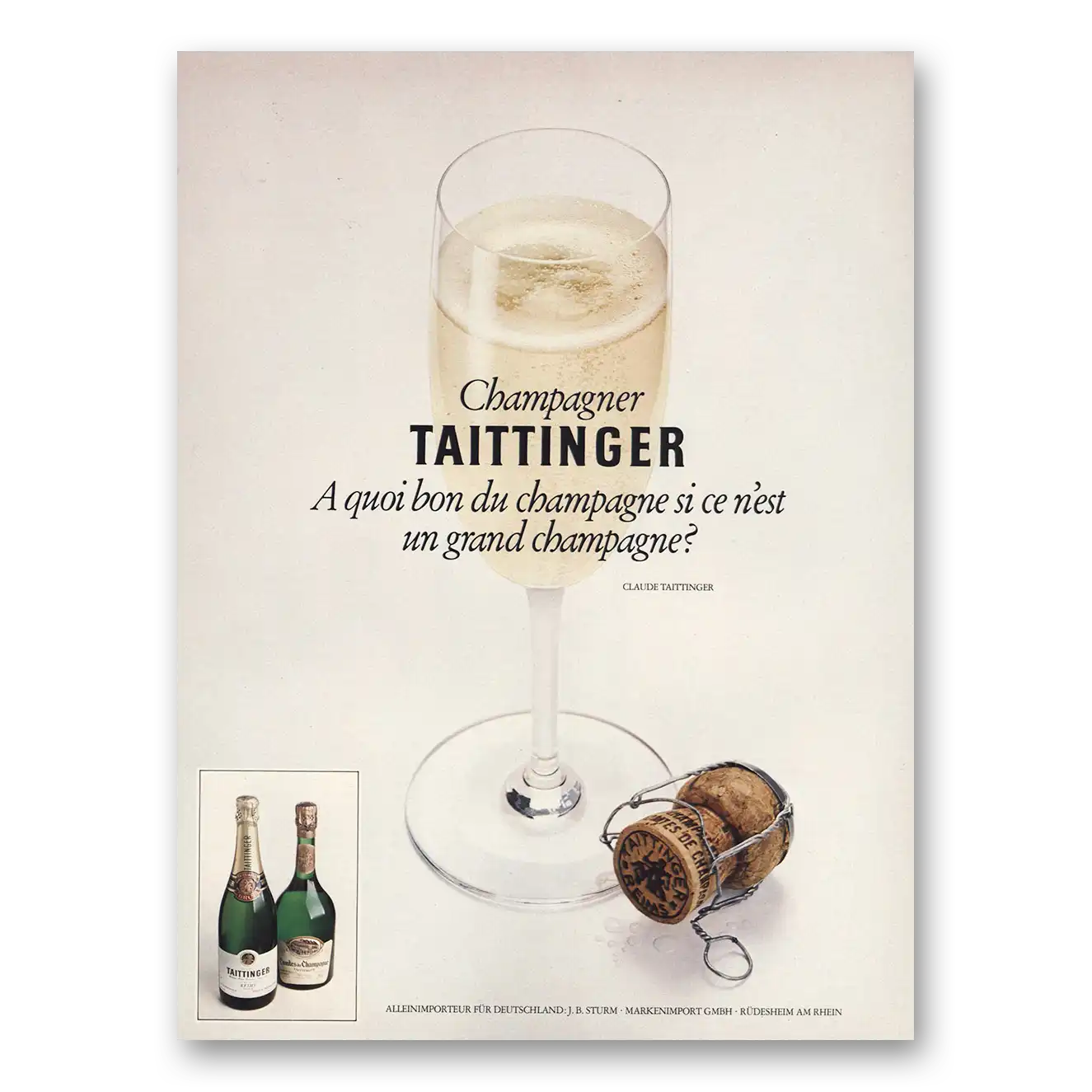 1981 Tattinger Champagne Taittinger German Vintage Magazine Print Ad