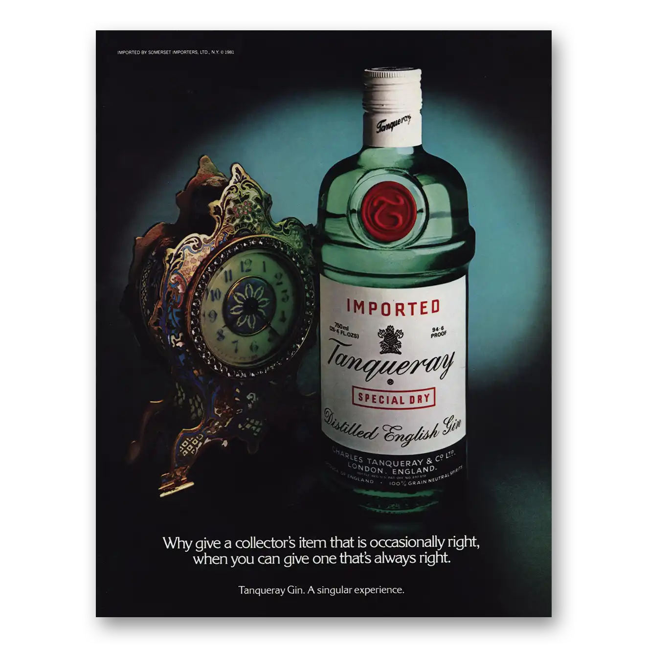 1981 Tanqueray Gin Why Give a Collectors Item Vintage Magazine Print Ad