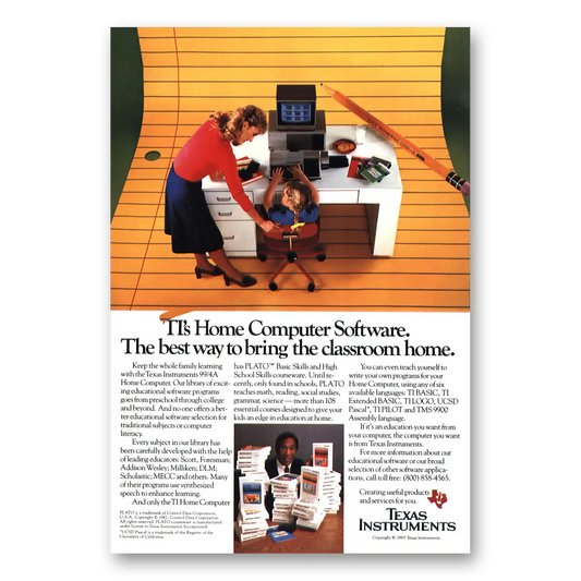 1981 Texas Instruments Computer Software Best Way to Bring the Classroom Home Vintage Magazine Print Ad