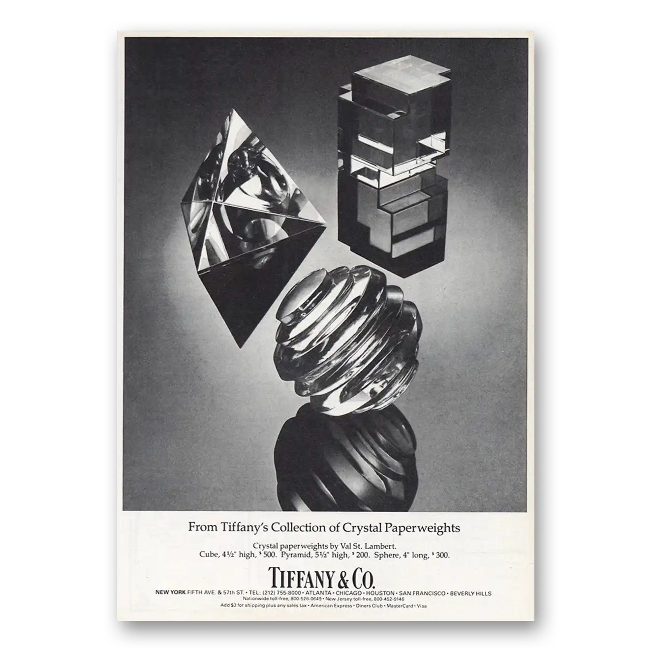 1981 Tiffany & Co Crystal Paperweights Vintage Magazine Print Ad