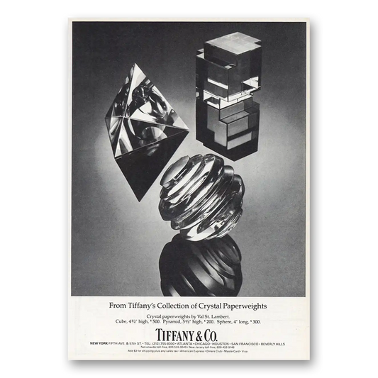 1981 Tiffany & Co Crystal Paperweights Vintage Magazine Print Ad