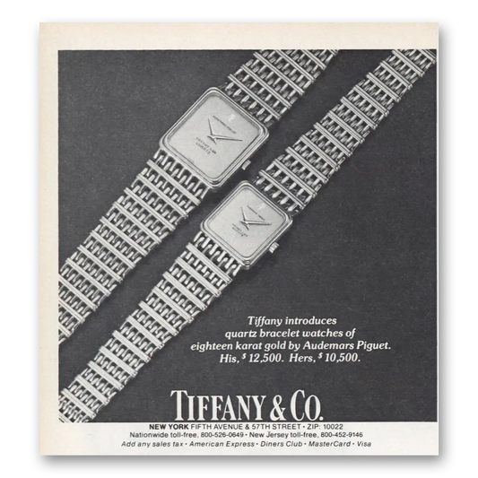 1981 Tiffany & Co Quartz Bracelet Watches Vintage Magazine Print Ad