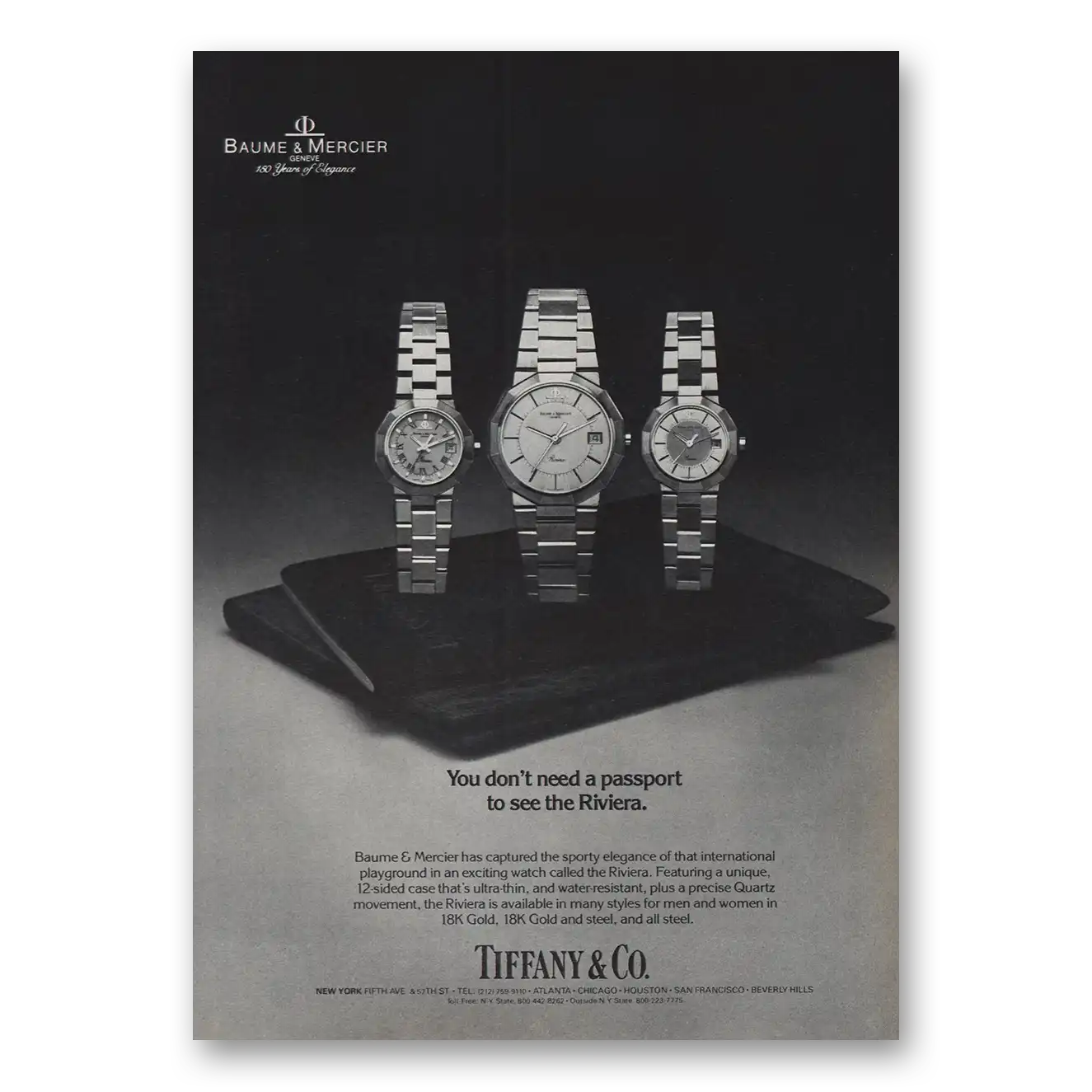 1981 Tiffany & Co Don't Need Passport See Riviera Vintage Magazine Print Ad