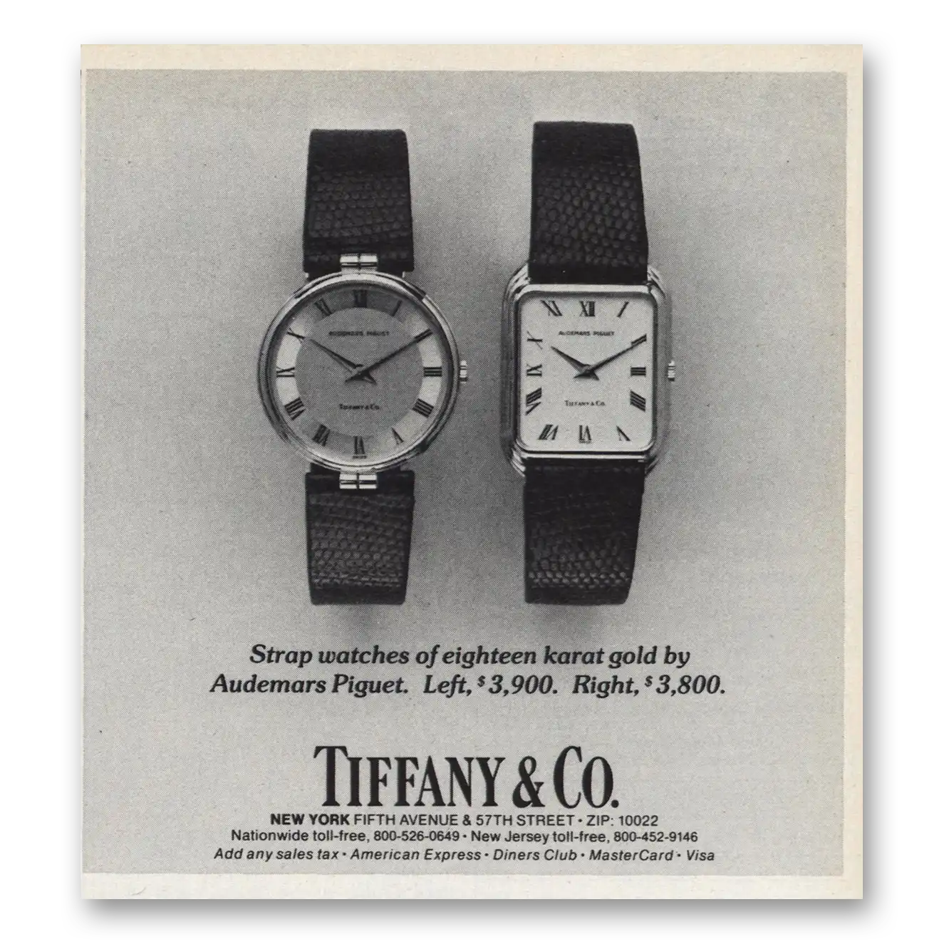 1981 Tiffany & Co Strap Watches Vintage Magazine Print Ad