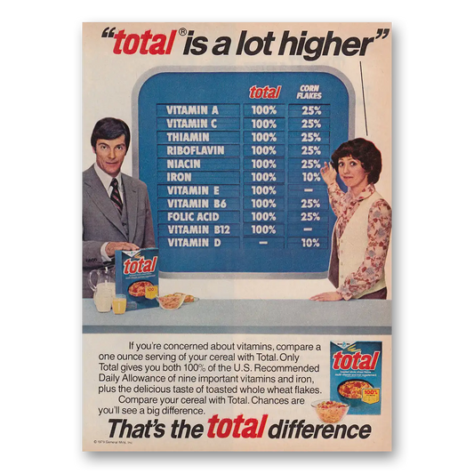 1981 Total Cereal Total Is a Lot Higher Vintage Magazine Print Ad