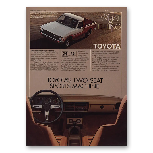 1981 Toyota Trucks TRS Sport Truck Two Seat Sports Machine Vintage Magazine Print Ad