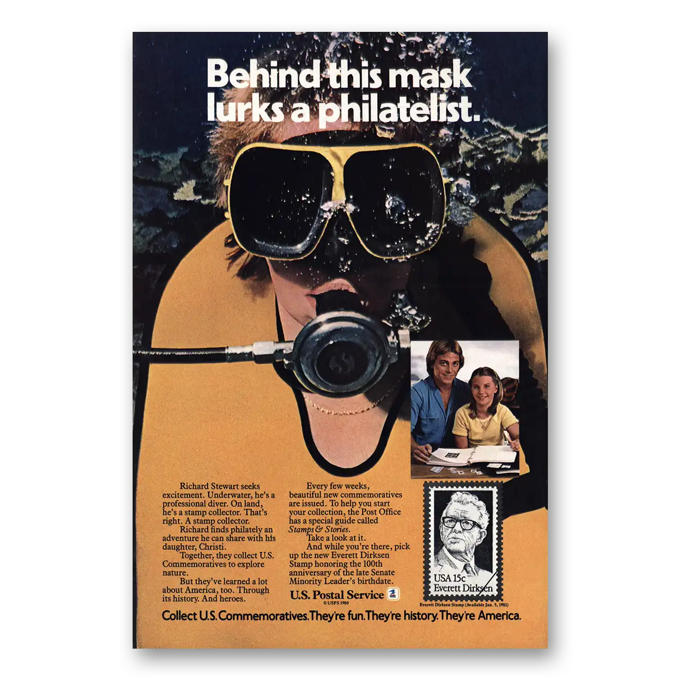 1981 United States Postal Service USPS Behind This Mask Philatelist Vintage Magazine Print Ad