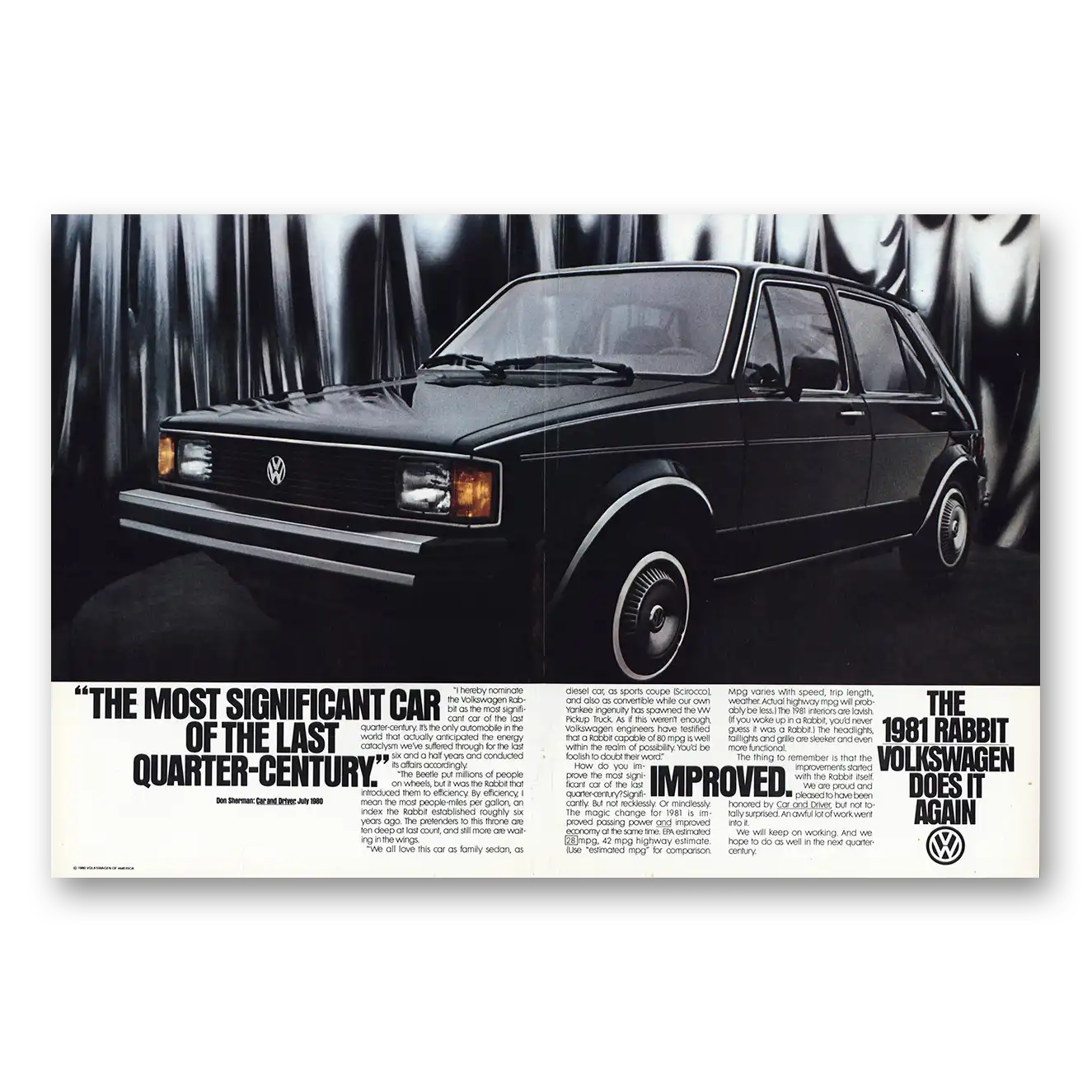 1981 Volkswagen Rabbit Most Significant Car Last Quarter Century Vintage Magazine Print Ad