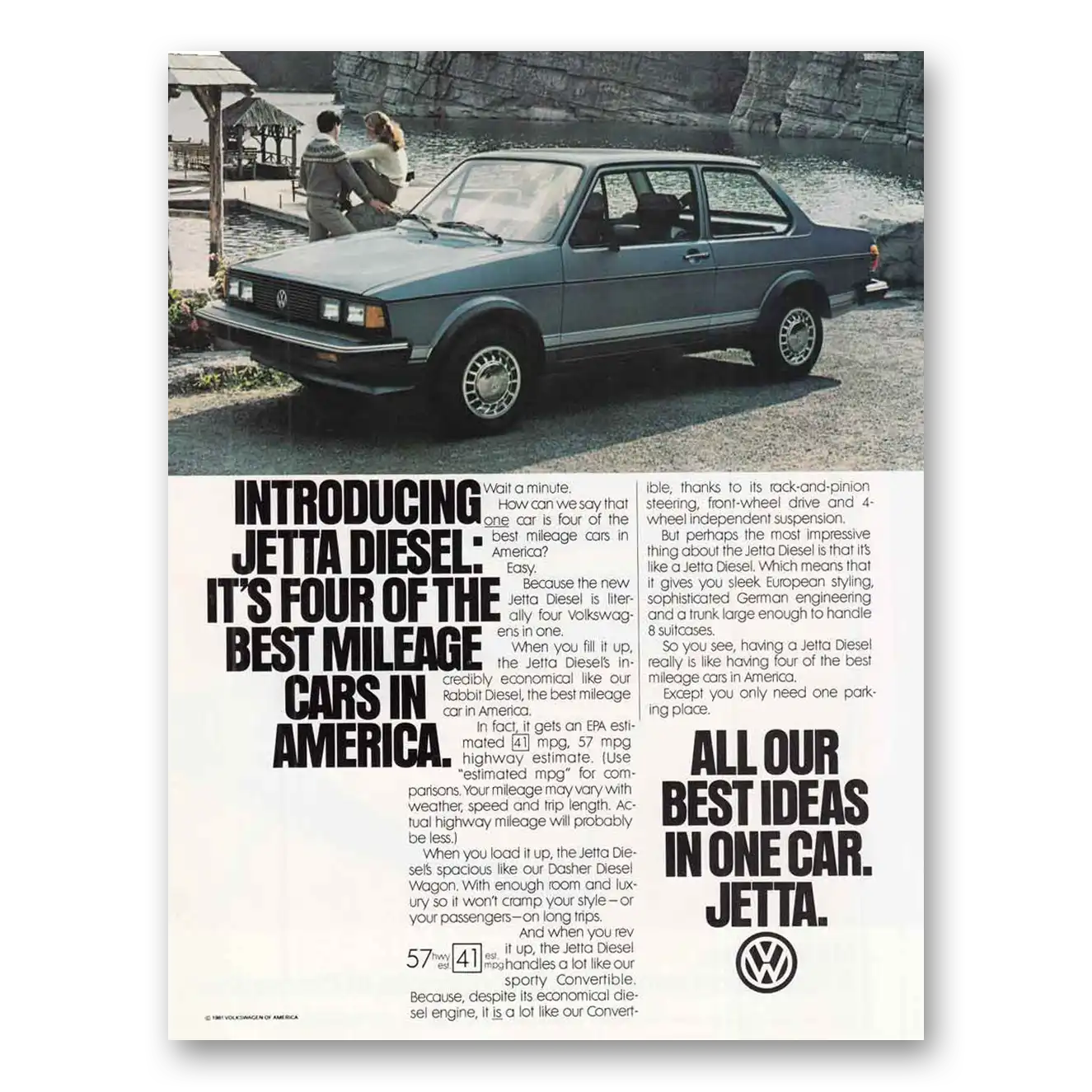 1981 Volkswagen Jetta Jetta Diesel Vintage Magazine Print Ad