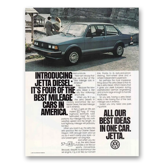 1981 Volkswagen Jetta Jetta Diesel Vintage Magazine Print Ad