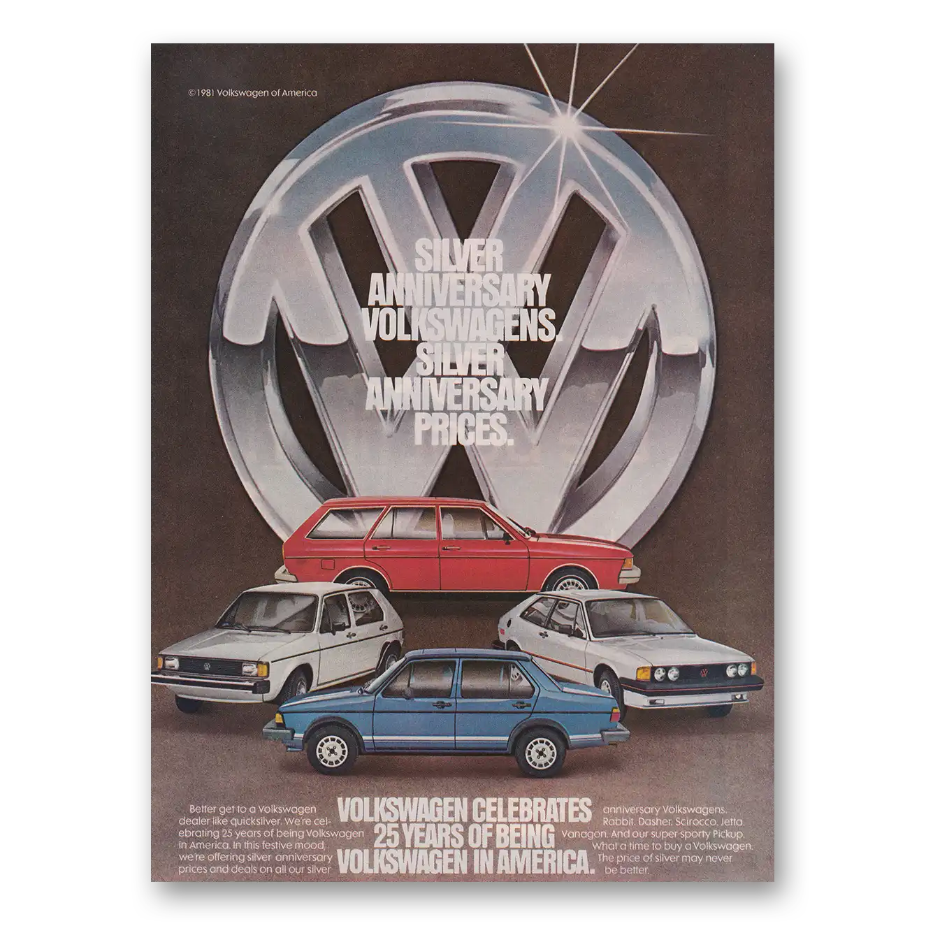 1981 Volkswagen Silver Anniversary Vintage Magazine Print Ad