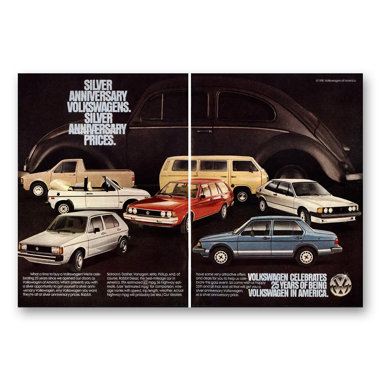 1981 Volkswagen Silver Anniversary Prices Vintage Magazine Print Ad