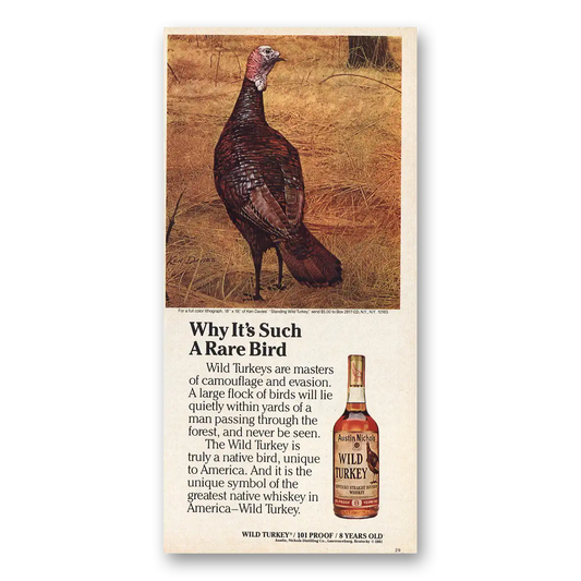 1981 Wild Turkey Bourbon Whiskey Such a Rare Bird Vintage Magazine Print Ad