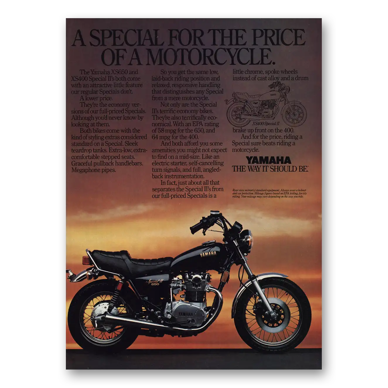 1981 Yamaha Motorcycles Special for Price of Motorcycle Vintage Magazine Print Ad