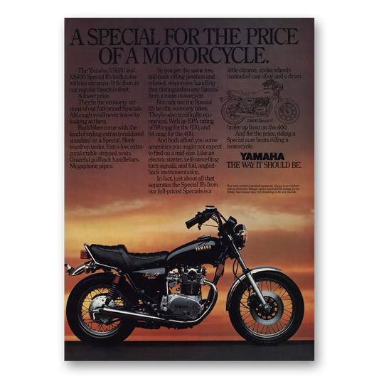 1981 Yamaha Motorcycles Special for Price of Motorcycle Vintage Magazine Print Ad