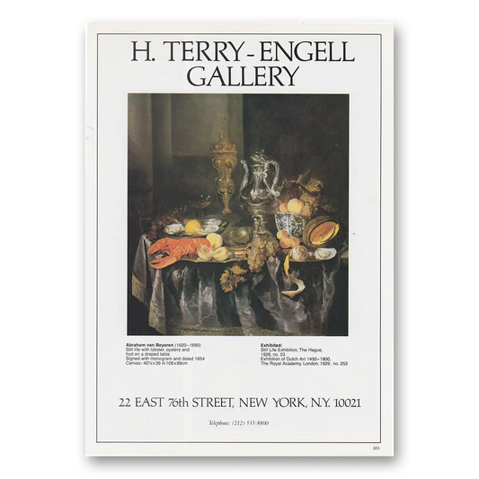 1982 H Terry Engell Gallery Abraham van Beyeren Exhibit Vintage Magazine Print Ad