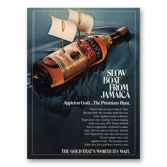 1982 Appleton Gold Rum Slow Boat From Jamaica Vintage Magazine Print Ad