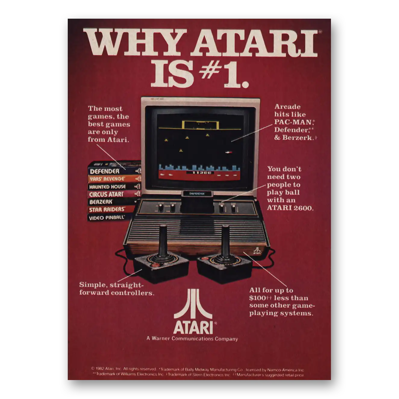 1982 Atari Why Atari Is Number One Vintage Magazine Print Ad