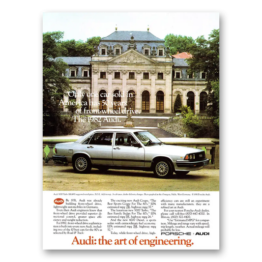 1981 Audi 5000 Front Wheel Drive Vintage Magazine Print Ad