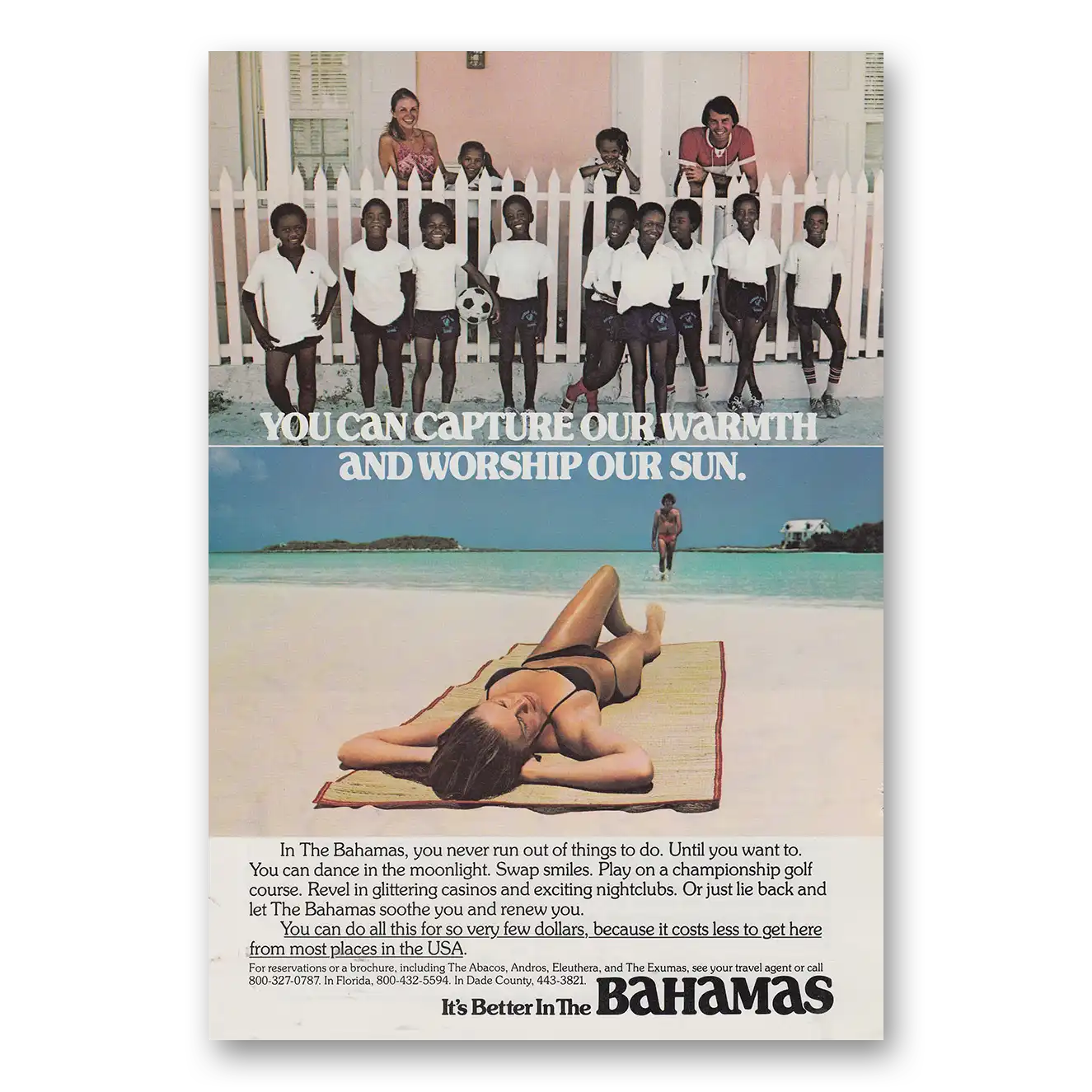 1982 Bahamas You Can Capture Our Warmth Vintage Magazine Print Ad