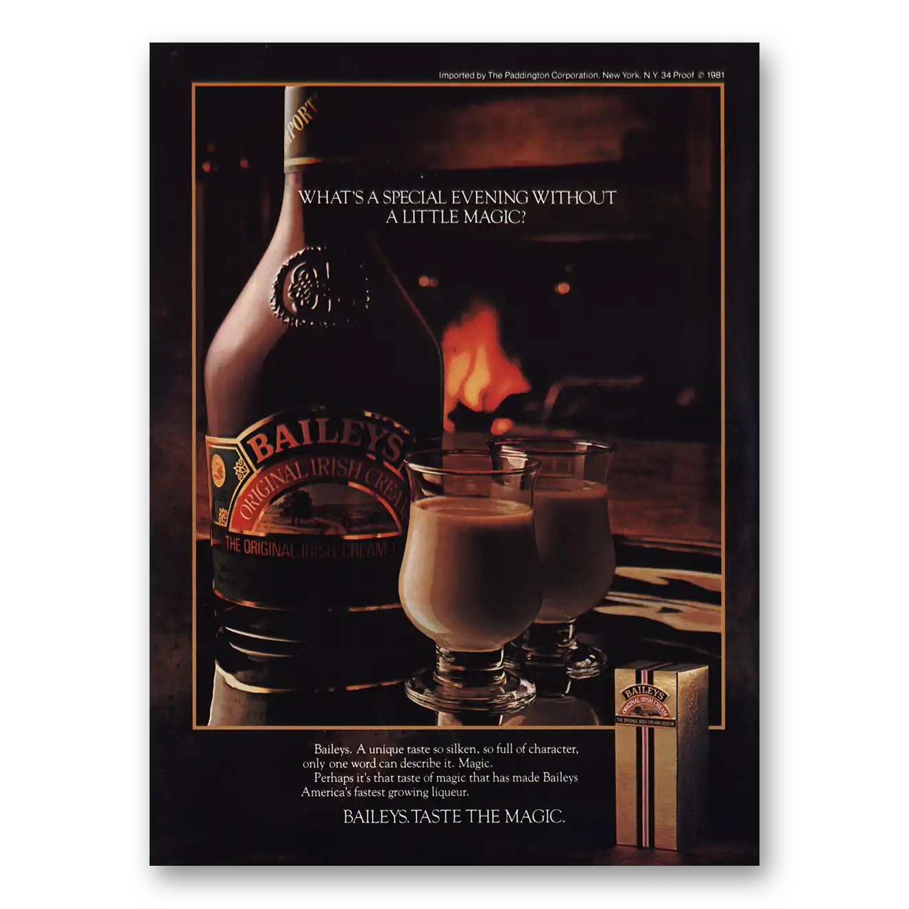 1982 Bailys Irish Cream Special Evening Without a Little Magic Vintage Magazine Print Ad