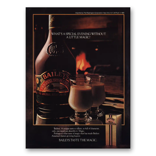 1982 Bailys Irish Cream Special Evening Without a Little Magic Vintage Magazine Print Ad