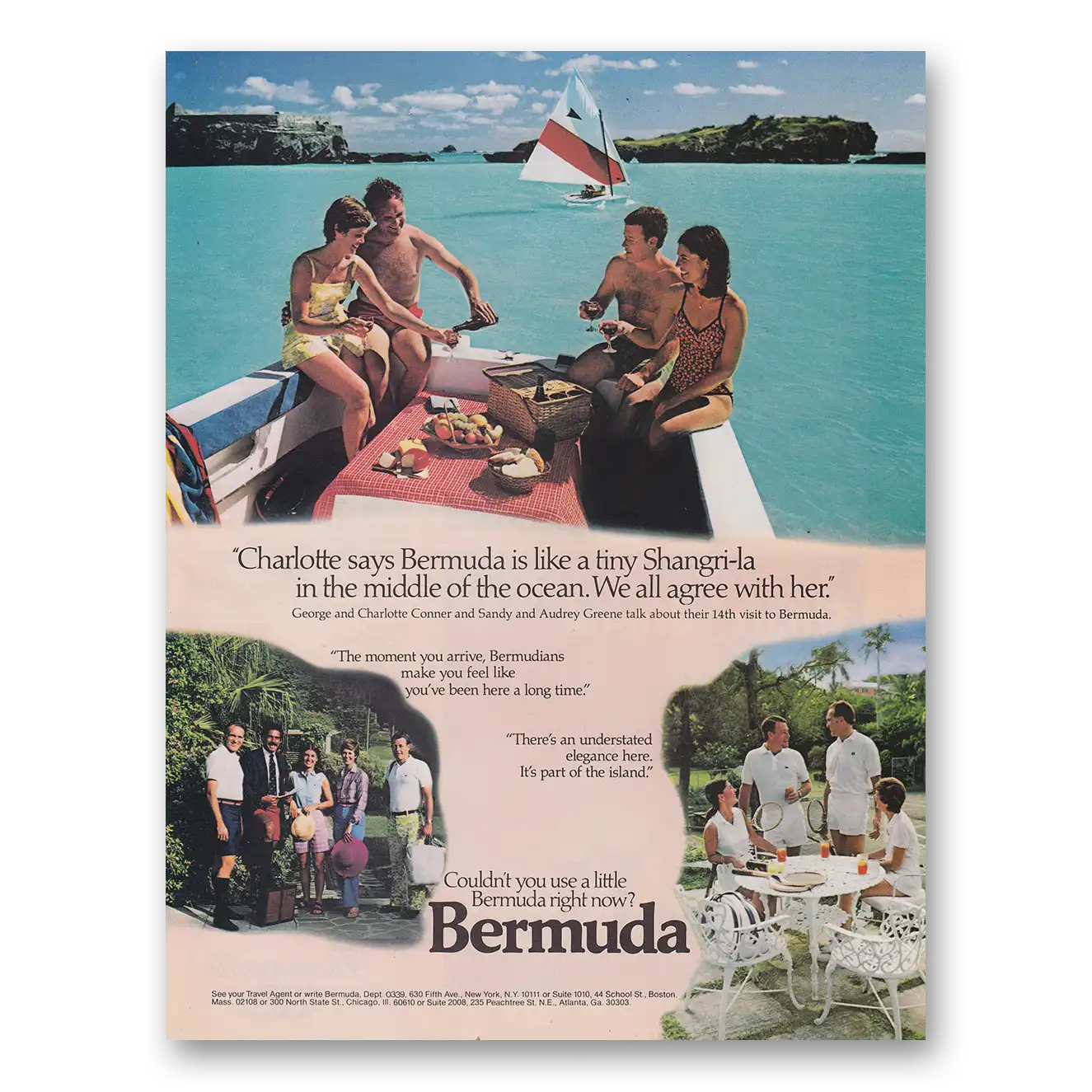 1982 Bermuda Charlotte Says Bermuda Is Like a Tiny Shangri la Vintage Magazine Print Ad