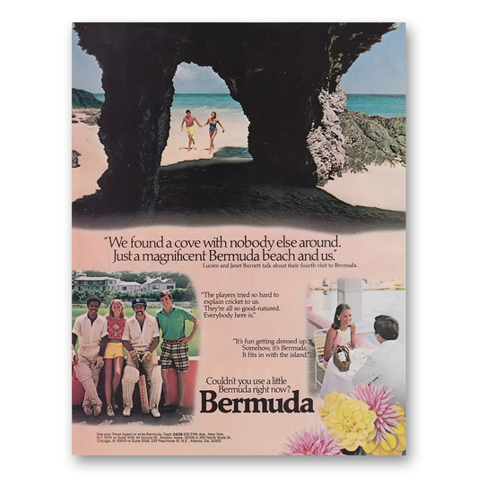 1982 Bermuda We Found a Cove With Nobody Else Around Vintage Magazine Print Ad