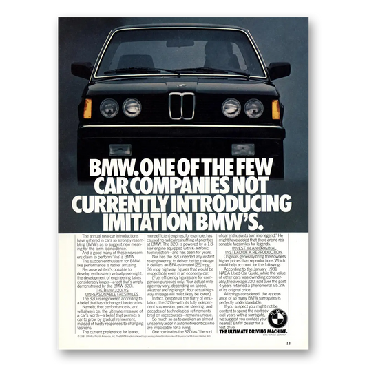 1982 BMW 3 Series One of the Few Car Companies Vintage Magazine Print Ad