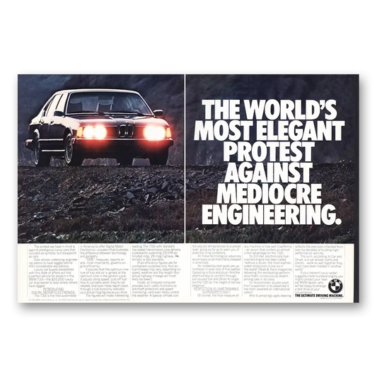 1982 BMW Protest Against Mediocre Engineering Vintage Magazine Print Ad