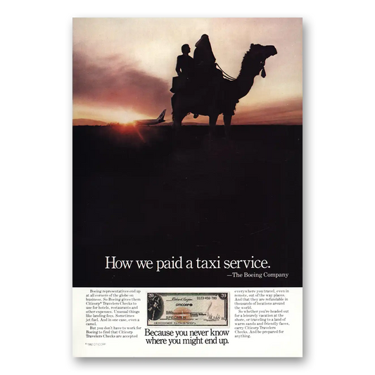 1982 Citicorp How We Paid a Taxi Service Vintage Magazine Print Ad