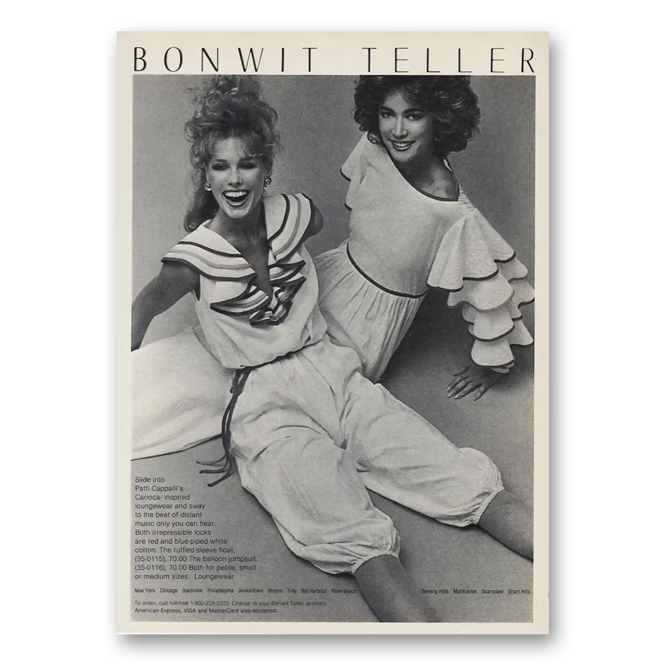 1982 Bonwit Teller Patti Cappalli Vintage Magazine Print Ad