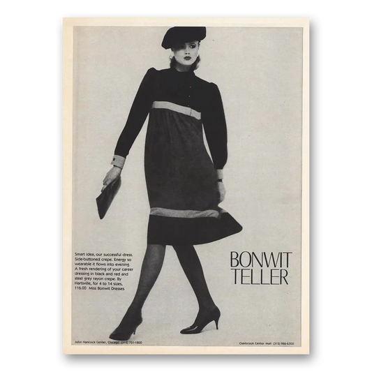 1982 Bonwit Teller Smart Ideas Successful Dress Vintage Magazine Print Ad