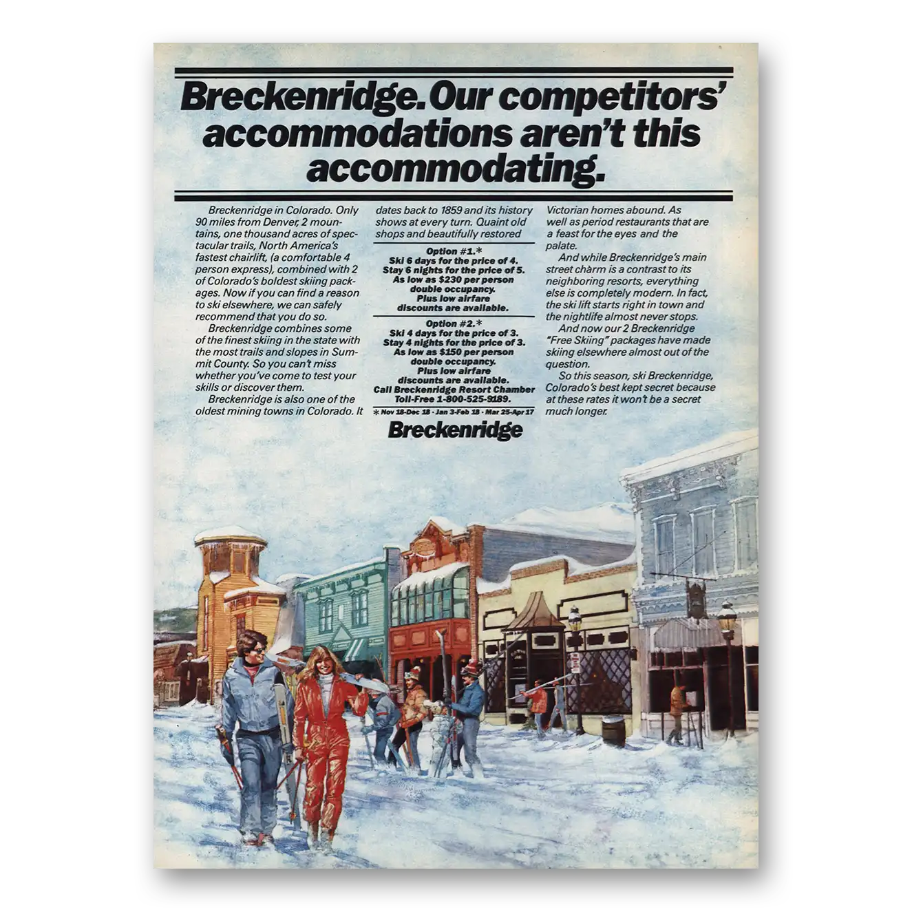 1982 Colorado Breckenridge Colorado Competitors Accommodations Vintage Magazine Print Ad