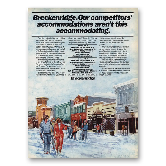 1982 Colorado Breckenridge Colorado Competitors Accommodations Vintage Magazine Print Ad