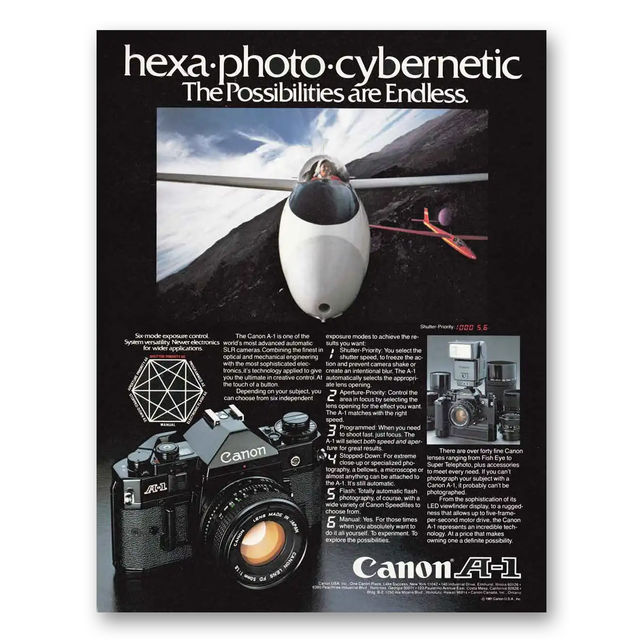 1982 Canon Camera Possibilities are Endless Vintage Magazine Print Ad