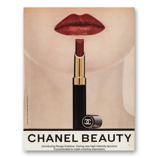 1982 Chanel Beauty Rouge Extreme Lipcolour Vintage Magazine Print Ad