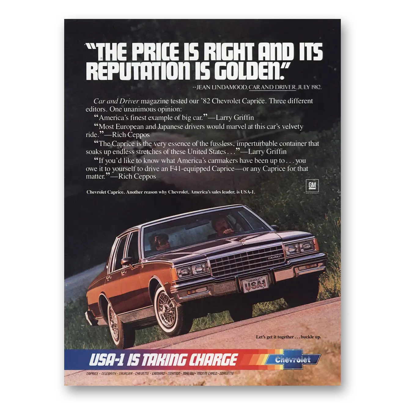 1982 Chevrolet Caprice Price Is Right Reputation is Golden Vintage Magazine Print Ad