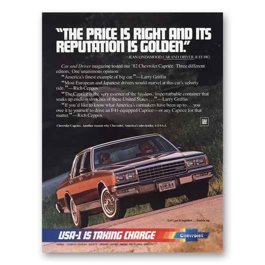 1982 Chevrolet Caprice Price Is Right Reputation is Golden Vintage Magazine Print Ad