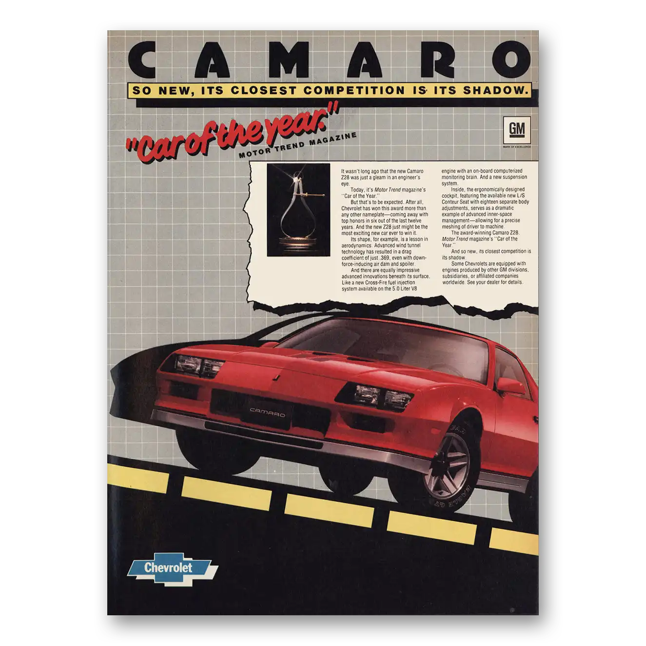 1982 Chevrolet Camaro Z28 Car of the Year Vintage Magazine Print Ad