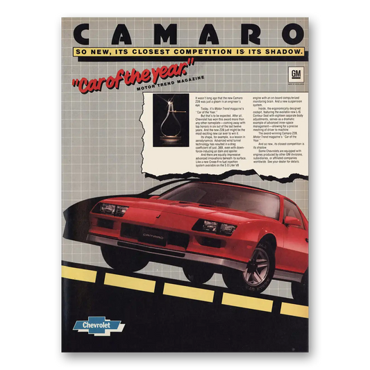 1982 Chevrolet Camaro Z28 Car of the Year Vintage Magazine Print Ad